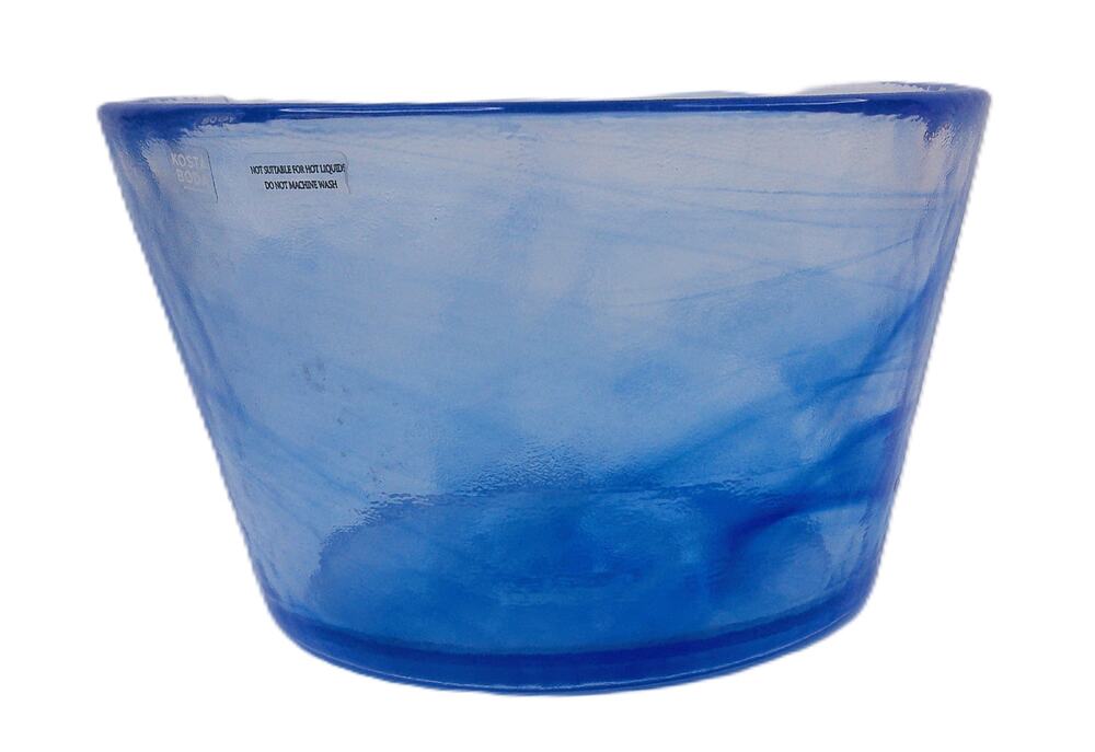 Vintage Kosta Boda Mine Blue Swirl Art Glass Bowl 7" Ulrica Hydman Vallien New